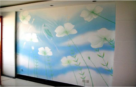  涟水画墙绘怎么画好白云的蓬松感？